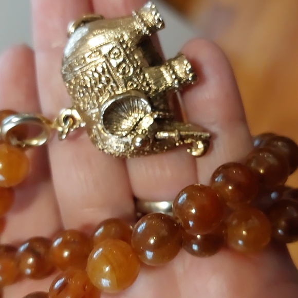 Vintage Sarah Coventry elephant necklace 70s Germany beads 25" - Picture 2 of 6